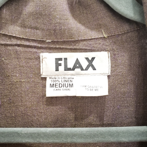 FLAX Brown Button Down Lightweight Linen Jacket Size Medium - Picture 7 of 8